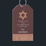 Bat Mitzvah Rose Gold Star Of David Thank You Gift Tags<br><div class="desc">Personalise these faux rose gold glitter Star of David accent thank you gift tags as a special touch to your Bat Mitzvah party plans. White text on a deep mauve background can be customised independantly - on the front, the thank you section in a simple sans sherif font and the...</div>