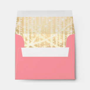 Bat Mitzvah Rose Pink and Gold Sparkly Lights Envelope