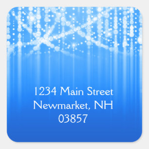 Bat Mitzvah Royal Blue Sparkly Lights Square Sticker