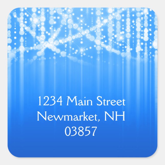 Bat Mitzvah Royal Blue Sparkly Lights Square Sticker (Front)