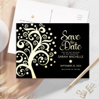 Bat Mitzvah Save Date Tree of Life Black Gold