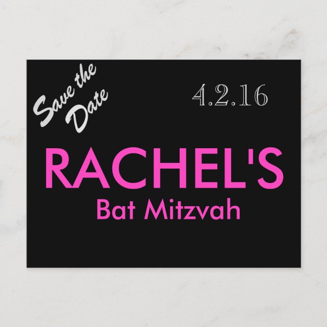 Bat Mitzvah Save the Date Postcard (Front)