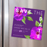 Bat Mitzvah Save the Date Purple Floral Watercolor Magnetic Invitation<br><div class="desc">Make sure all your friends and relatives will be able to celebrate your daughter’s milestone Bat Mitzvah! Send out this chic, stunning, purple pink floral watercolor with simple, modern san serif type against a dark purple plum background, personalised “Save the Date” magnetic announcement card. Personalise the custom text with your...</div>