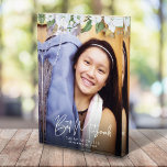 Bat Mitzvah Script Gold Floral Watercolor Keepsake<br><div class="desc">Be proud, rejoice and showcase this milestone of your favourite Bat Mitzvah with this sophisticated, personalised keepsake custom photo block! A chic, stunning, white and gold glitter floral watercolor with white script typography and san serif type overlay the photo of your choice. Personalise the custom text with your Bat Mitzvah’s...</div>