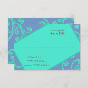 Bat Mitzvah Scroll Pattern Aqua RSVP Invitation