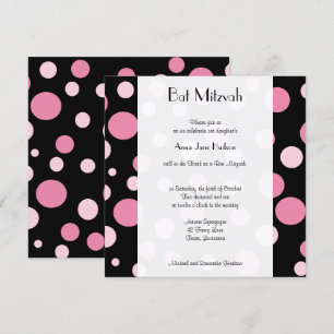 Bat Mitzvah - Seamless Dots, Spots - Pink Invitation