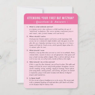 BAT MITZVAH service question answer advice pink Invitation