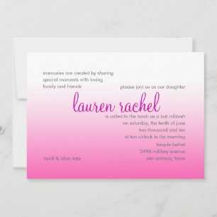 Bat Mitzvah Silver and Pink Gradient Invitation