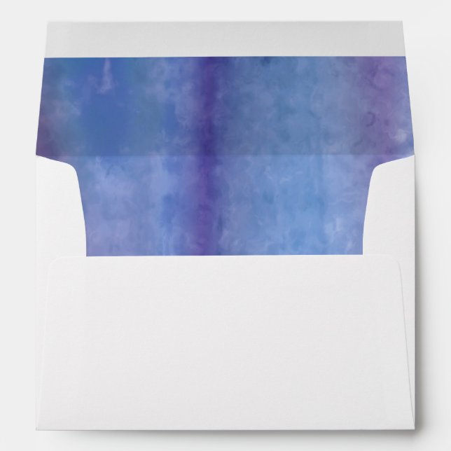 Bat Mitzvah Silver Blue Purple Watercolor Stripes Envelopes (Back (Bottom))