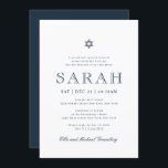 Bat Mitzvah Simple Modern Star of David Invitation<br><div class="desc">Composed of playful script and san serif typography; All against a backdrop of white background. 

This is designed by Select Party Supplies,  exclusive for Zazzle.

Available here:
http://www.zazzle.com/store/selectpartysupplies</div>