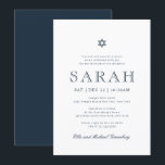 Bat Mitzvah Simple Modern Star of David Invitation<br><div class="desc">Composed of playful script and san serif typography; All against a backdrop of white background. 

This is designed by Select Party Supplies,  exclusive for Zazzle.

Available here:
http://www.zazzle.com/store/selectpartysupplies</div>