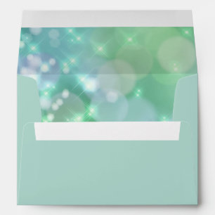 Bat Mitzvah Sparkle Lights Aqua Envelope