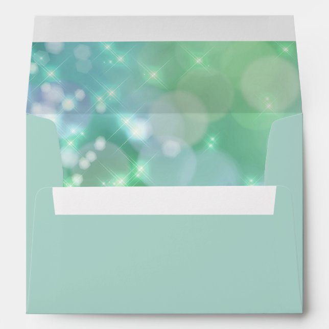 Bat Mitzvah Sparkle Lights Aqua Envelope (Back (Bottom))