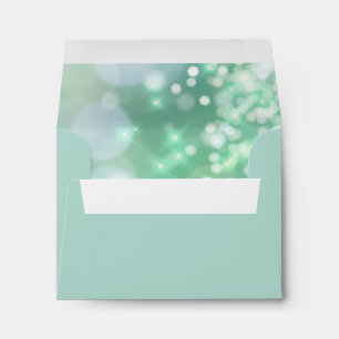 Bat Mitzvah Sparkle Lights Aqua Envelopes