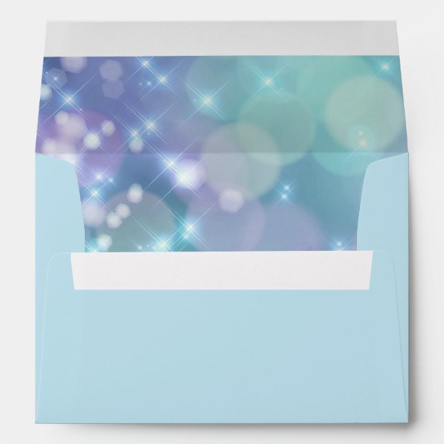Bat Mitzvah Sparkle Lights Blue and Purple Envelopes (Back (Bottom))