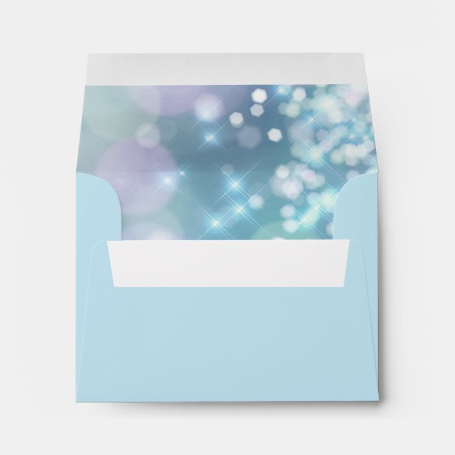 Bat Mitzvah Sparkle Lights Blue and Purple Envelopes (Back (Bottom))