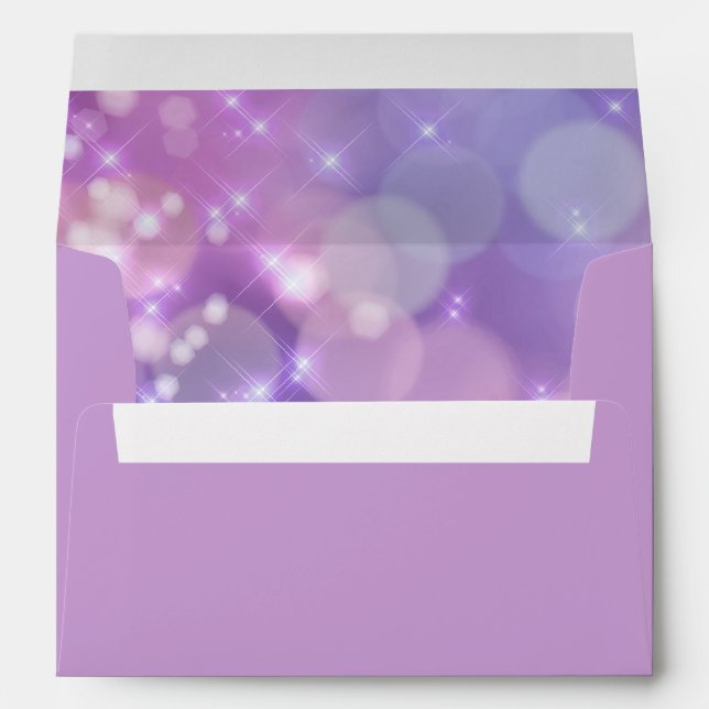 Bat Mitzvah Sparkle Lights Purple and Pink Envelopes (Back (Bottom))