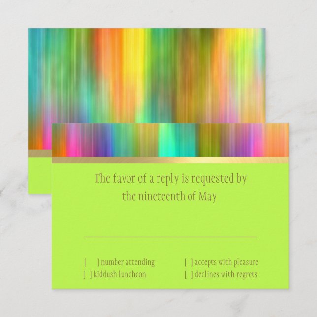 Bat Mitzvah Spectrum Stripes RSVP Card (Front/Back)