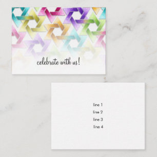 Bat Mitzvah Star of David Damask Reception Card