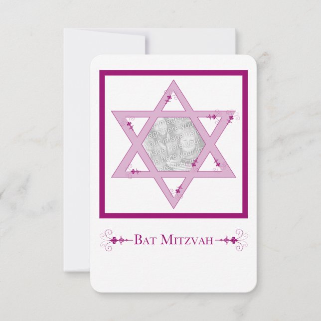 bat mitzvah (star of david elegance photo invite) invitation (Front)