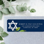 Bat Mitzvah Star of David Navy Blue Floral Address<br><div class="desc">Be proud, rejoice and showcase this milestone of your favourite Bat Mitzvah with this sophisticated, personalised return address label! A white Star of David, watercolor leaf, and modern san serif type overlay a navy blue background. Personalise the custom text with your name and address. Guaranteed to add stylish fun to...</div>