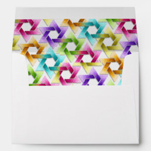 Bat Mitzvah Star of David Rainbow Damask Envelopes