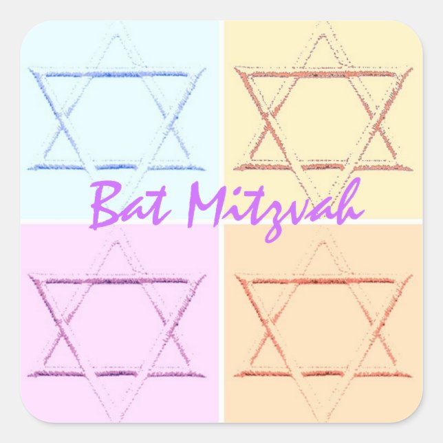 Bat Mitzvah/Star of David Square Sticker (Front)