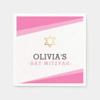 BAT MITZVAH star simple modern angles bold pink