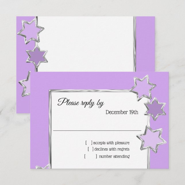 Bat Mitzvah Stars Any Colour RSVP Invitation (Front/Back)