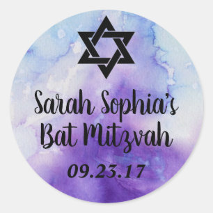Bat Mitzvah Sticker, Favour Tag, Bat Mitzvah Decor Classic Round Sticker