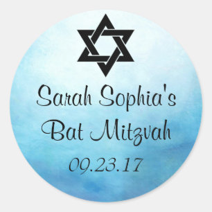Bat Mitzvah Sticker, Favour Tag, Bat Mitzvah Decor Classic Round Sticker