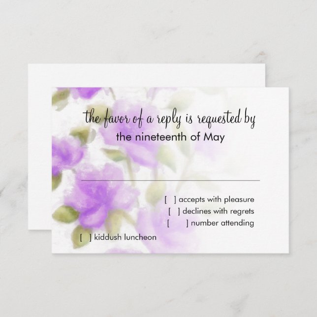 Bat Mitzvah Sweet Azaleas RSVP Card (Front/Back)