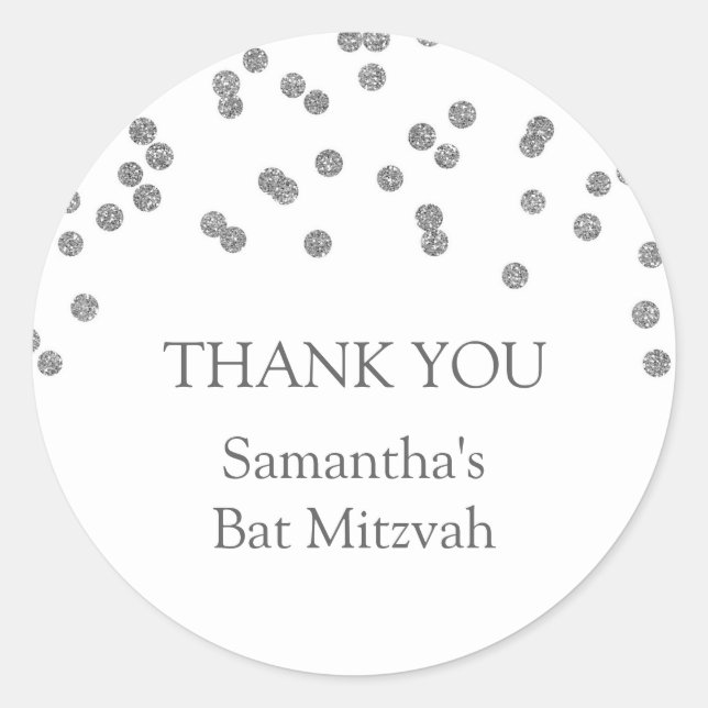 Bat Mitzvah Thank You Custom Name Favour Tag Silve (Front)