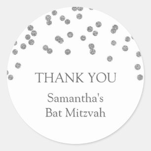 Bat Mitzvah Thank You Custom Name Favour Tag Silve