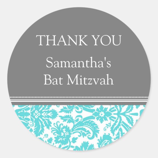 Bat Mitzvah Thank You Custom Name Favour Tags Aqua