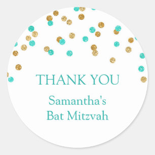 Bat Mitzvah Thank You Custom Name Favour Tags Gold