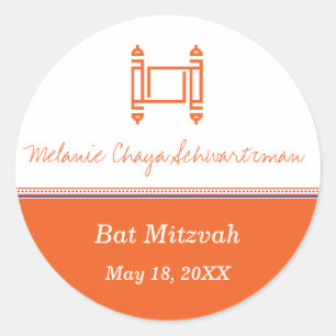 Bat Mitzvah Torah Orange Sticker