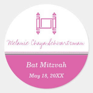 Bat Mitzvah Torah Pink Sticker