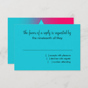 Bat Mitzvah Turquoise and Pink Ombre Star of David RSVP Card
