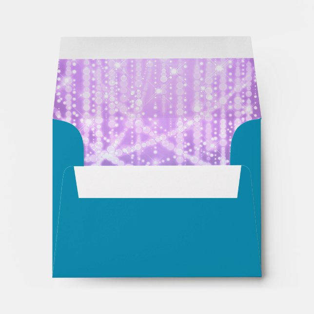 Bat Mitzvah Turquoise Blue Purple Sparkly Lights Envelopes (Back (Bottom))