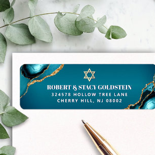 Bat Mitzvah Turquoise Ombre Gold Agate Address