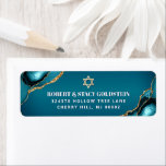 Bat Mitzvah Turquoise Ombre Gold Agate Address<br><div class="desc">Be proud, rejoice and celebrate this milestone of your favourite Bat Mitzvah whenever you use this cool, unique, modern, personalised return address label! Bold, white sans serif typography and a faux gold Star of David overlay a deep turquoise teal blue ombre background with turquoise blue agate accented with faux gold...</div>