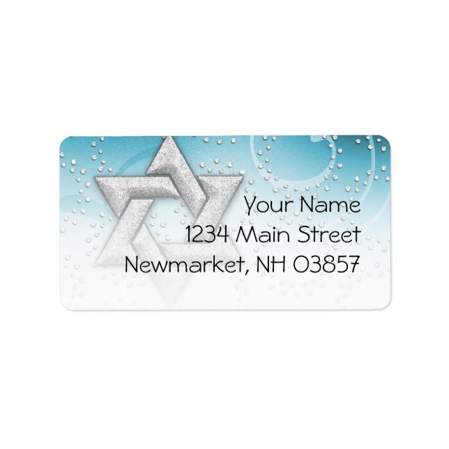 Bat Mitzvah Turquoise Shimmer Star of David Label (Front)