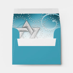 Bat Mitzvah Turquoise Shimmer Star of David RSVP Envelope