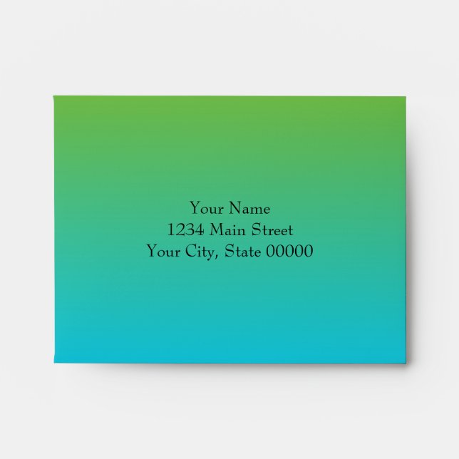 Bat Mitzvah Turquoise to Green Ombre with Star Envelope (Front)