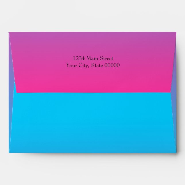 Bat Mitzvah Turquoise to Pink Ombre with Star Envelope (Back (Top Flap))