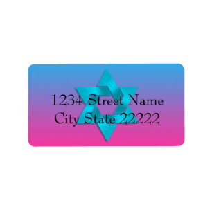 Bat Mitzvah Turquoise to Pink Ombre with Star Label