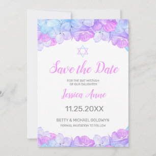 Bat Mitzvah Watercolor Floral Pink Save the Date