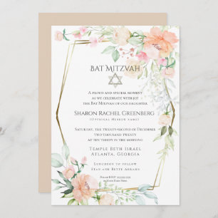 BAT MITZVAH Watercolor Spring Blossoms Verse 2 Invitation