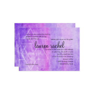Bat Mitzvah Watercolor Streak Purple Star of David Invitation
